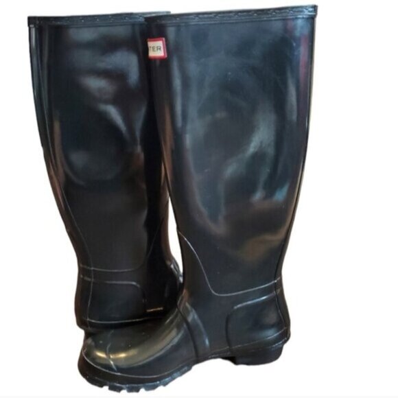 Hunter Original Black High Gloss Boots Size 8M/9F - Picture 5 of 14